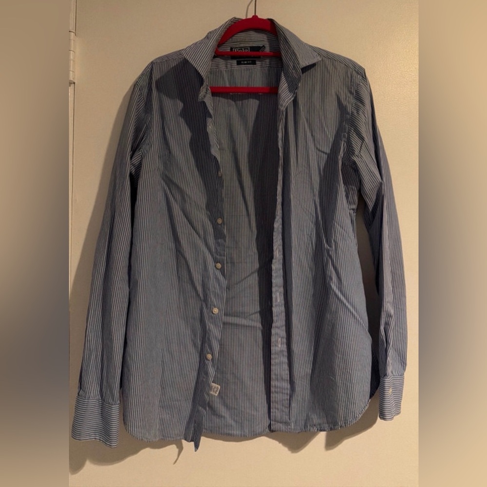 Ralph Lauren Blue and White Striped Shirt
